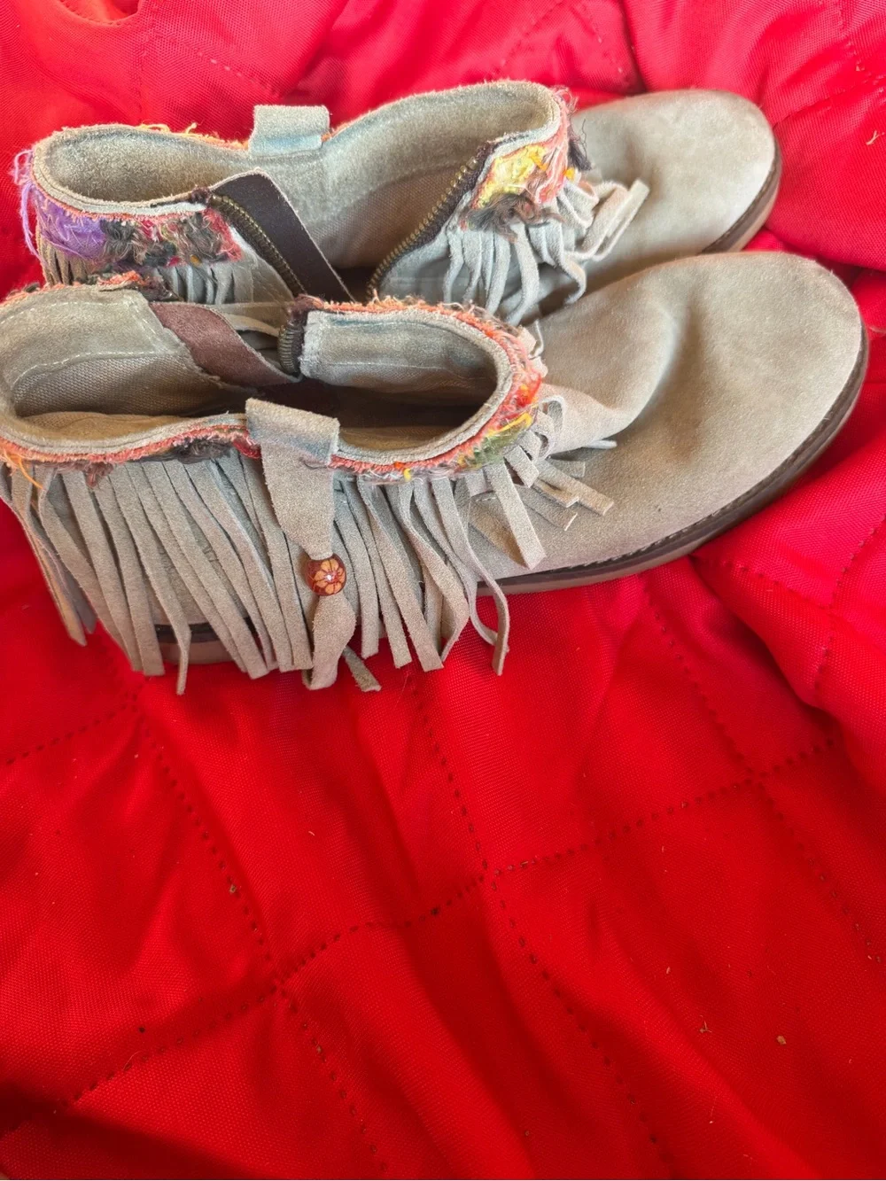 Women's Coolway Naim Fringe Leather/Suede Bootie in Tan Size 10